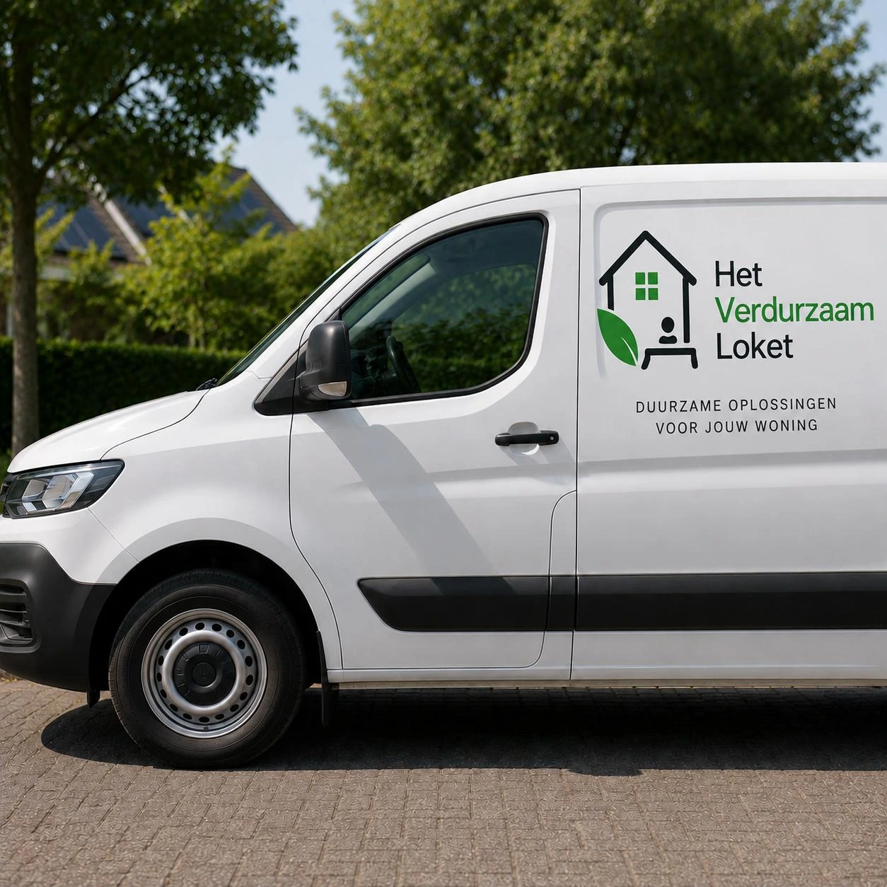 Bedrijfsbus van Het Verduurzaam Loket voor verduurzamingswerkzaamheden.