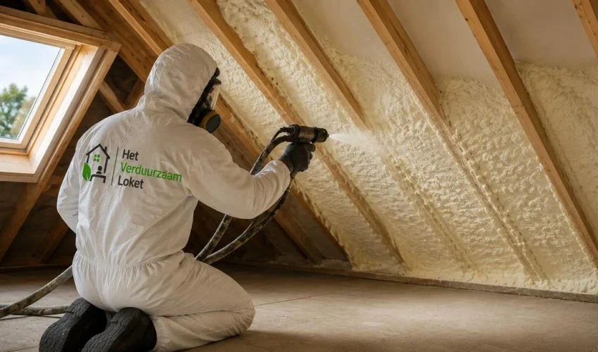 Specialist brengt dakisolatie aan voor een energiezuinige en goed geïsoleerde woning.